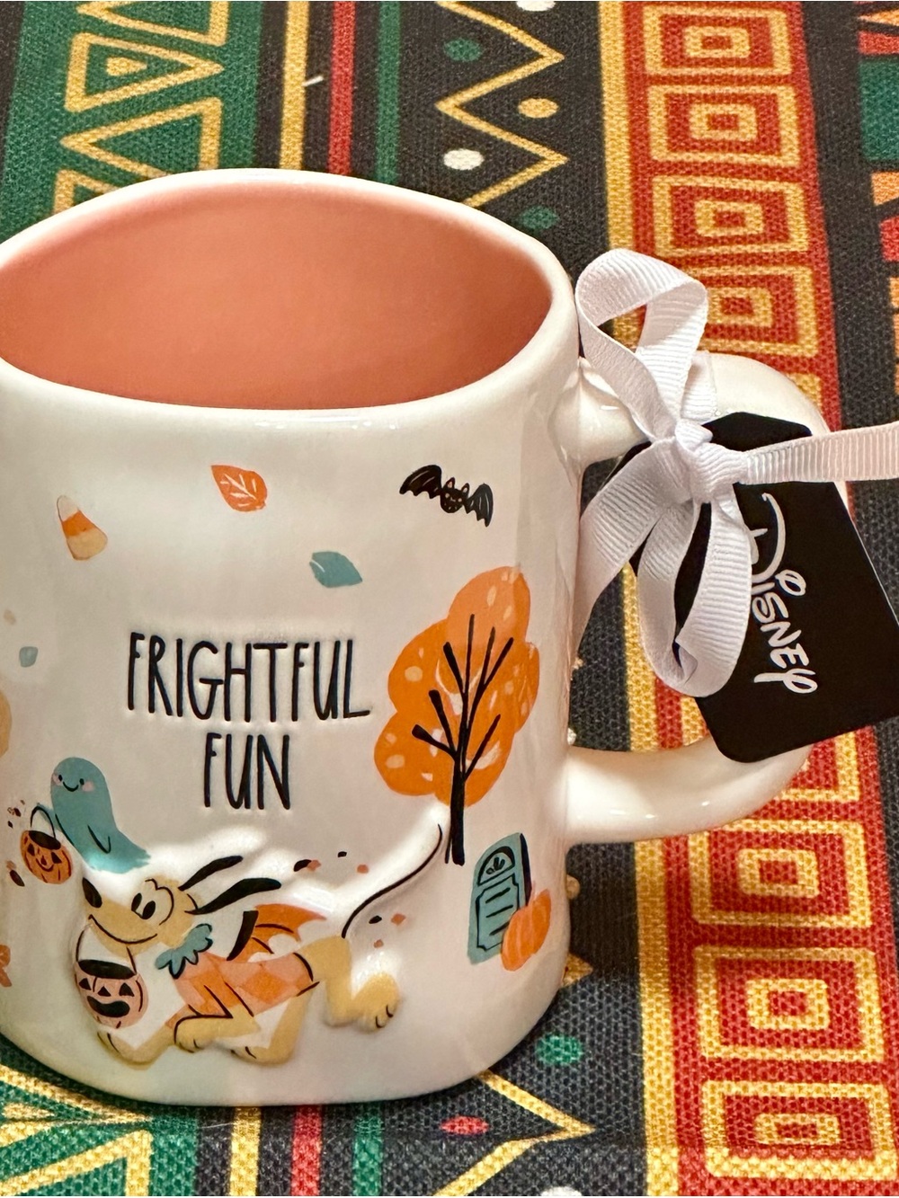 Disney x Rae Dunn Pluto "Frightful Fun" Halloween ceramic mug